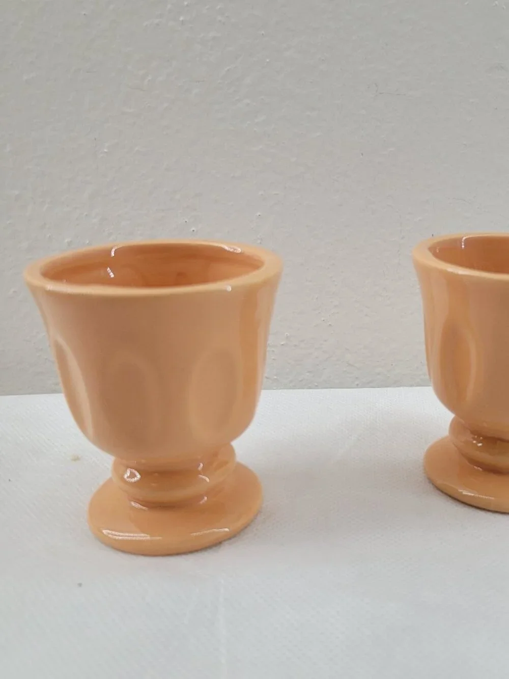 Calandiva Ceramic Pastel Egg Cup set of 2 matching Soft Pastel Terra Cotta